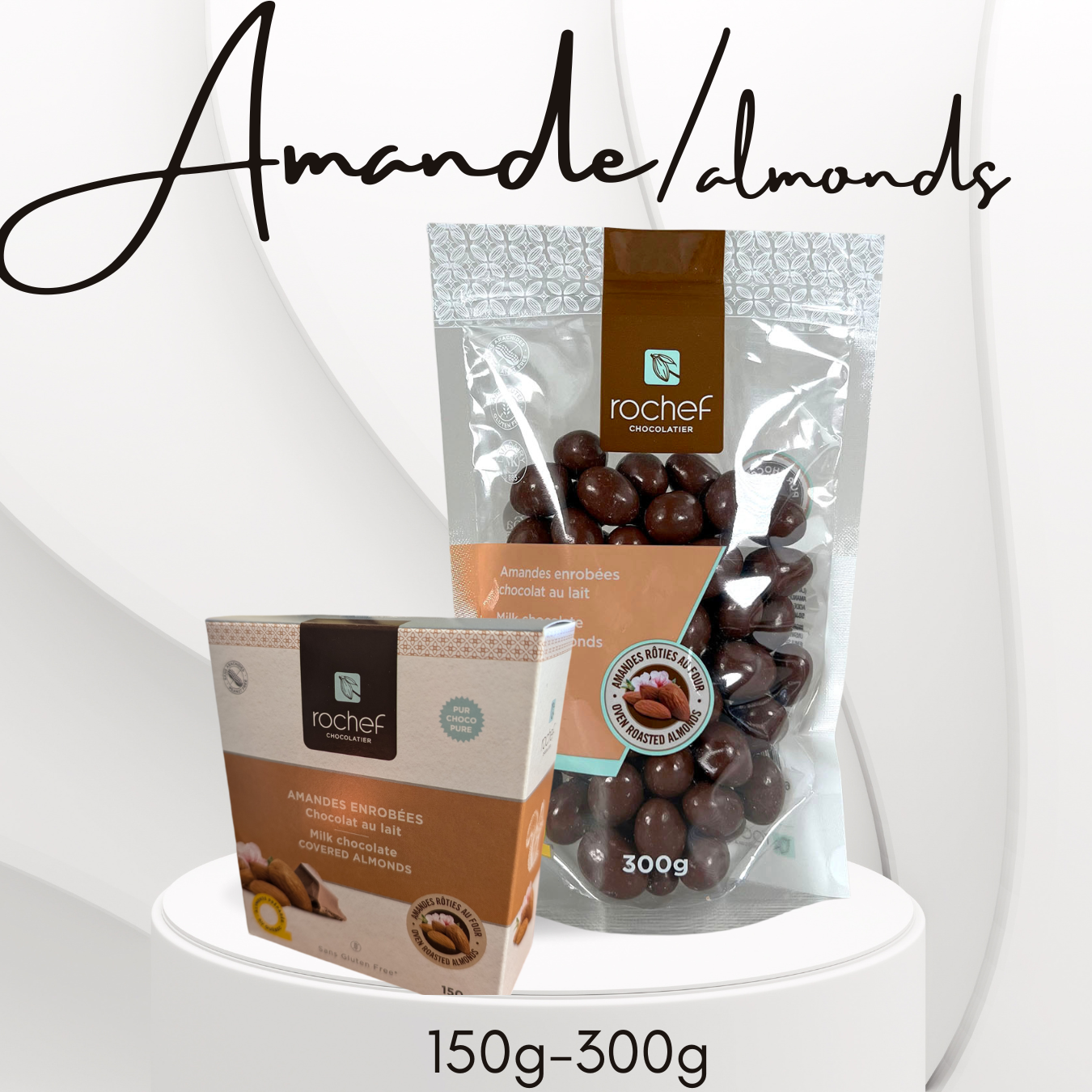 Amandes rôties au four enrobées de chocolat au lait