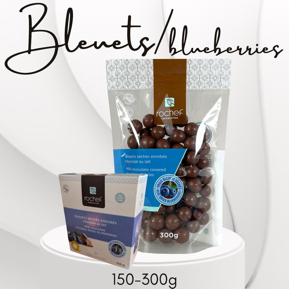 Bleuets séchés enrobés de chocolat lait