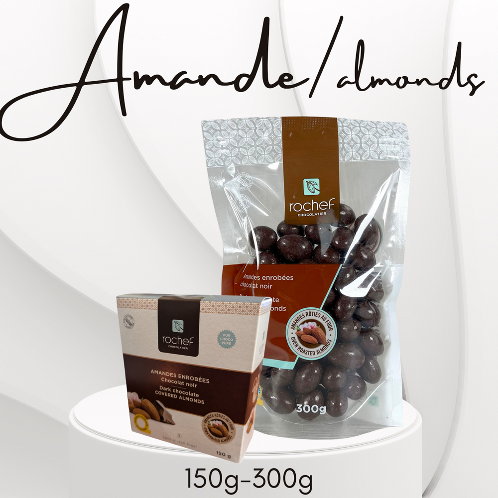 
                      
                        Amandes rôties au four enrobées de chocolat noir
                      
                    