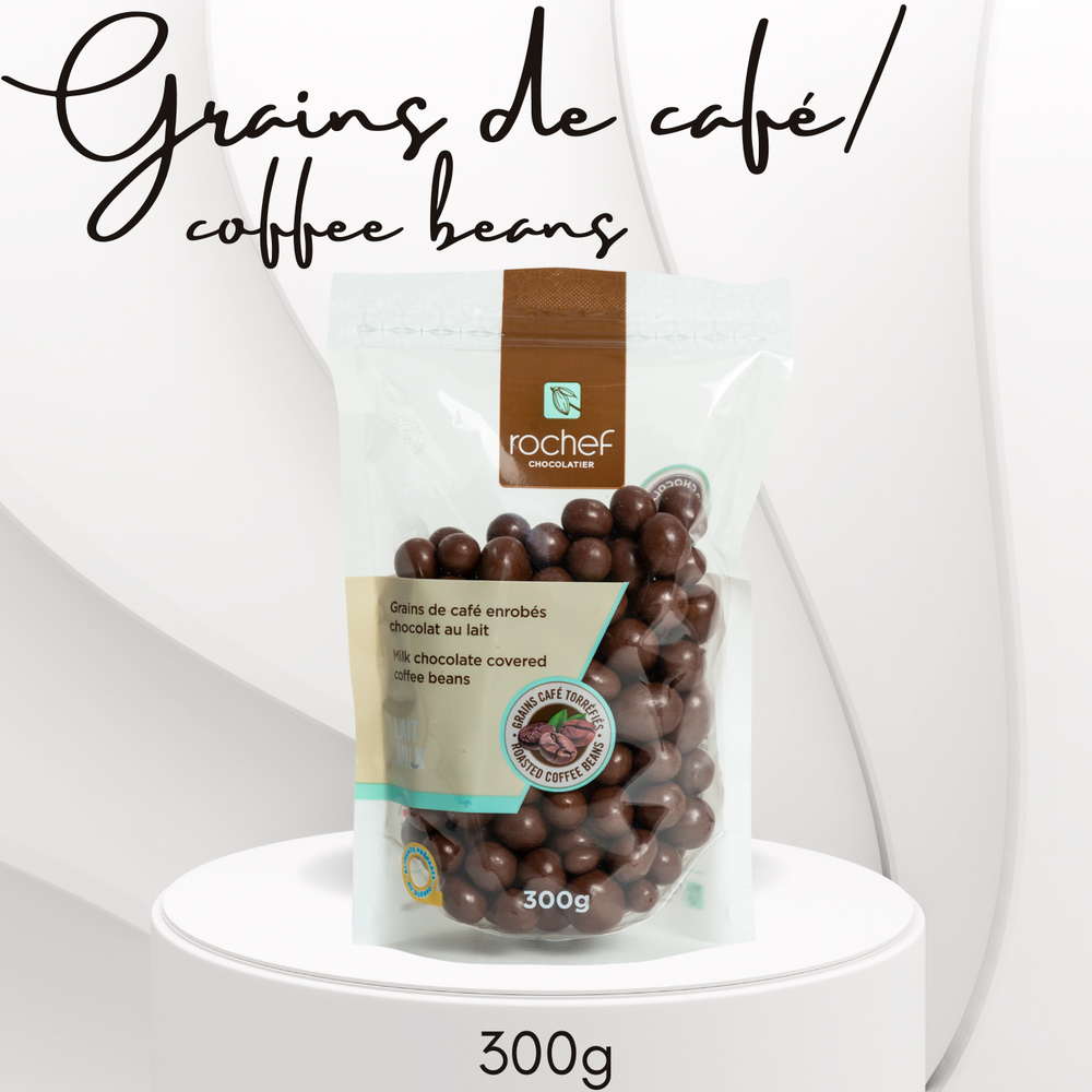 Milk chocolate covered coffee beans