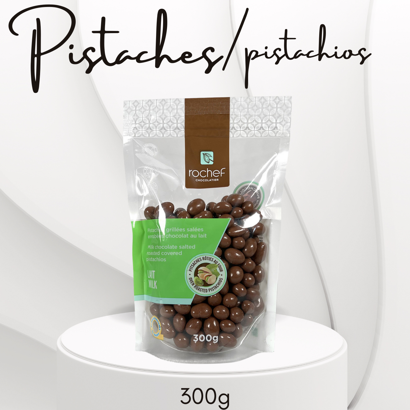 Milk chocolate salted roasted covered pistachios