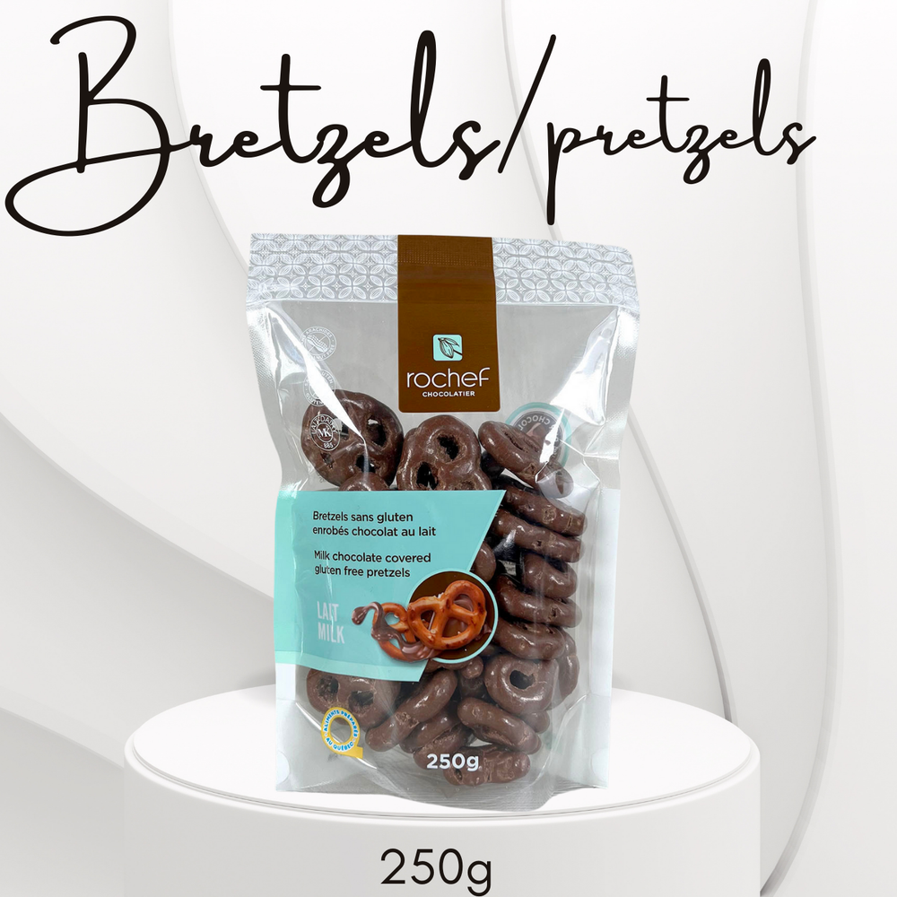 Bretzels enrobés de chocolat au lait