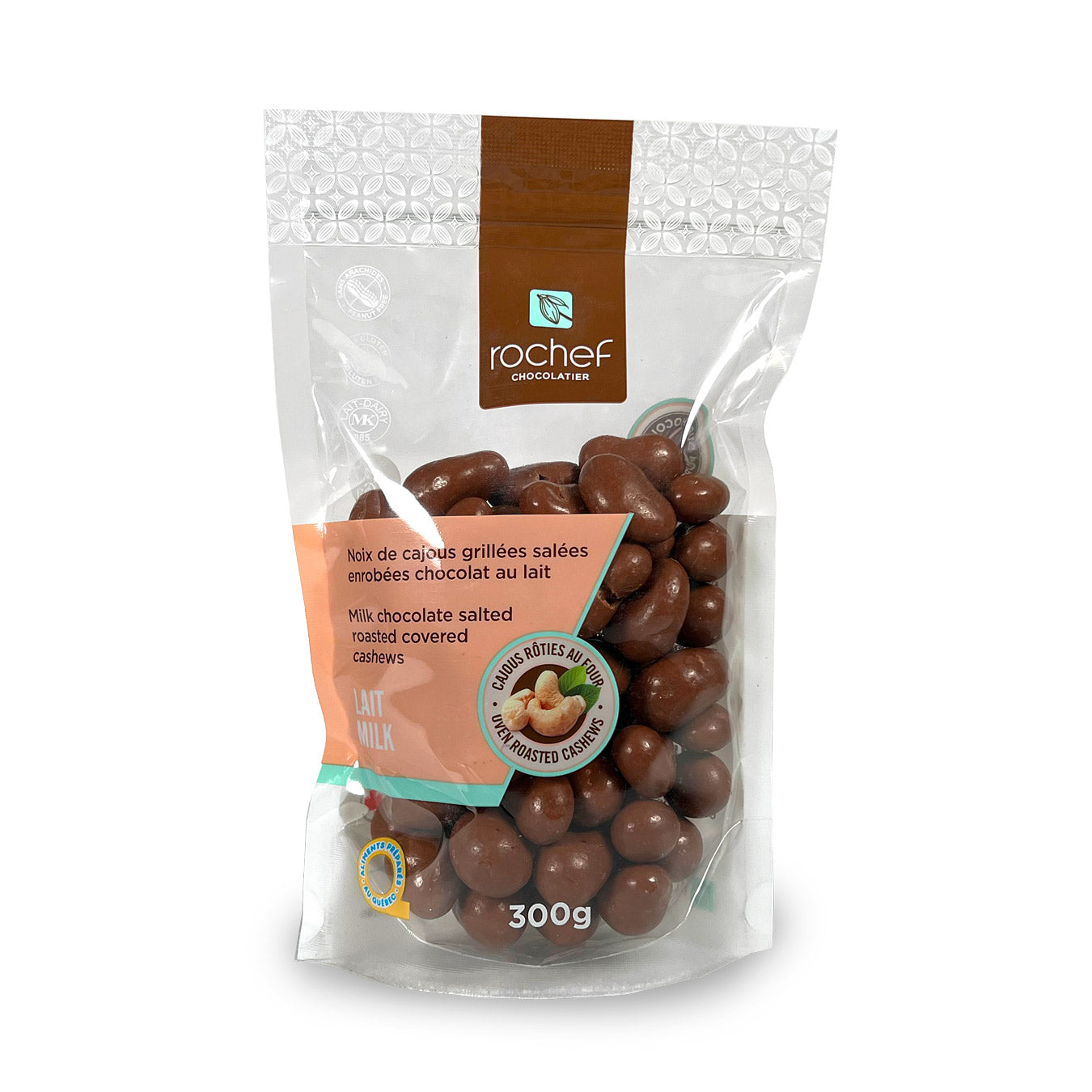 Milk chocolate salted rosted covered cashews