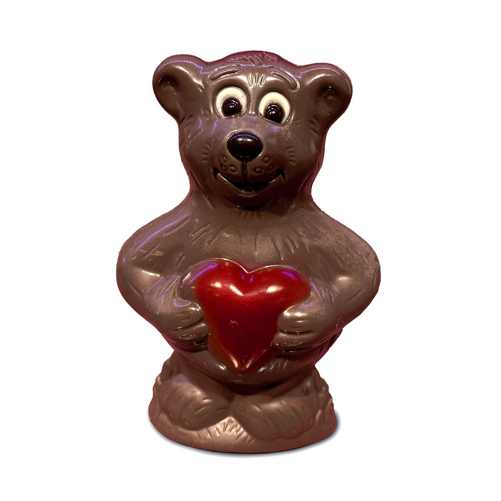 
                      
                        Adorable dark chocolate teddy bear with a red heart 80g
                      
                    